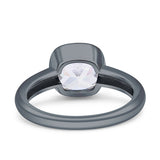 Bezel Set 7mmX7mm Cushion Engagement Ring Cubic Zirconia 925 Sterling Silver