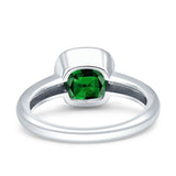 Bezel Set 7mmX7mm Cushion Engagement Ring Cubic Zirconia 925 Sterling Silver