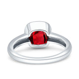 Bezel Set 7mmX7mm Cushion Engagement Ring Cubic Zirconia 925 Sterling Silver