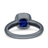 Bezel Set 8mmX8mm Cushion Engagement Ring Cubic Zirconia 925 Sterling Silver