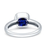 Bezel Set 8mmX8mm Cushion Engagement Ring Cubic Zirconia 925 Sterling Silver