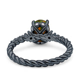 Twisted Rope Hidden Halo Oval Engagement Ring Cubic Zirconia 925 Sterling Silver