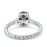 Twisted Rope Hidden Halo Oval Engagement Ring Cubic Zirconia 925 Sterling Silver