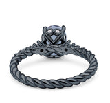 Hidden Halo Twisted Rope Oval Natural Aquamarine Engagement Ring