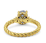 Hidden Halo Twisted Rope Oval Natural Aquamarine Engagement Ring