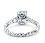 Hidden Halo Twisted Rope Oval Natural Moonstone Engagement Ring
