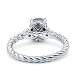 Hidden Halo Twisted Rope Oval Natural Rutilated Quartz Engagement Ring