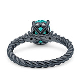 Twisted Rope Hidden Halo Oval Engagement Ring Cubic Zirconia 925 Sterling Silver
