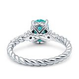 Twisted Rope Hidden Halo Oval Engagement Ring Cubic Zirconia 925 Sterling Silver