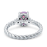 Twisted Rope Hidden Halo Oval Engagement Ring Cubic Zirconia 925 Sterling Silver