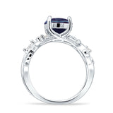 Art Deco Round Lab Alexandrite Infinity Leaf Design Bridal Ring 925 Sterling Silver