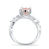 Art Deco Round Cubic Zirconia Infinity Leaf Design Bridal Ring 925 Sterling Silver