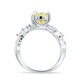 Art Deco Round Cubic Zirconia Infinity Leaf Design Bridal Ring 925 Sterling Silver