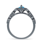 Art Deco Engagement Ring Halo Marquise Cubic Zirconia 925 Sterling Silver