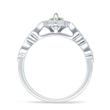 Art Deco Engagement Ring Halo Marquise Natural Green Amethyst Prasiolite 925 Sterling Silver
