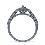 Art Deco Engagement Ring Halo Marquise Natural Chocolate Smoky Quartz 925 Sterling Silver