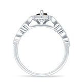 Art Deco Engagement Ring Halo Marquise Natural Chocolate Smoky Quartz 925 Sterling Silver