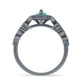 Art Deco Engagement Ring Halo Marquise Cubic Zirconia 925 Sterling Silver