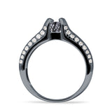 Round Engagement Ring Vintage Style Natural Rutilated Quartz 925 Sterling Silver