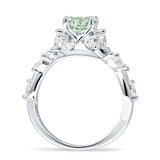 Round Infinity Marquise Vintage Style Floral Ring Natural Green Amethyst Prasiolite 925 Sterling Silver