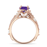 Round Engagement Ring Split Shank Cubic Zirconia 925 Sterling Silver