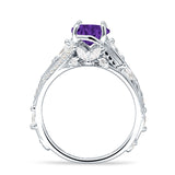 Round Engagement Ring Split Shank Cubic Zirconia 925 Sterling Silver