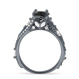 Round Engagement Ring Split Shank Cubic Zirconia 925 Sterling Silver