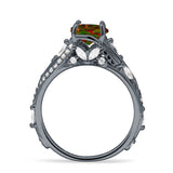 Round Engagement Ring Split Shank Cubic Zirconia 925 Sterling Silver