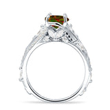 Round Engagement Ring Split Shank Cubic Zirconia 925 Sterling Silver