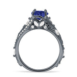 Round Engagement Ring Split Shank Cubic Zirconia 925 Sterling Silver