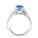 Round Engagement Ring Split Shank Cubic Zirconia 925 Sterling Silver