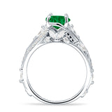 Round Engagement Ring Split Shank Cubic Zirconia 925 Sterling Silver
