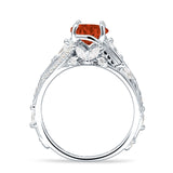 Round Engagement Ring Split Shank Cubic Zirconia 925 Sterling Silver