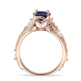 Round Engagement Ring Split Shank Lab Alexandrite 925 Sterling Silver