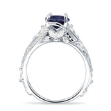 Round Engagement Ring Split Shank Lab Alexandrite 925 Sterling Silver