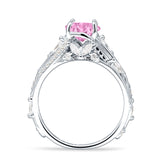 Round Engagement Ring Split Shank Cubic Zirconia 925 Sterling Silver