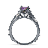 Round Engagement Ring Split Shank Cubic Zirconia 925 Sterling Silver