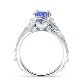 Round Engagement Ring Split Shank Cubic Zirconia 925 Sterling Silver