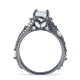 Round Engagement Ring Split Shank Cubic Zirconia 925 Sterling Silver
