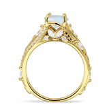Round Engagement Ring Split Shank Cubic Zirconia 925 Sterling Silver