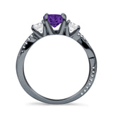 Infinity Round Three Stone Ring Cubic Zirconia 925 Sterling Silver