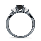 Infinity Round Three Stone Ring Cubic Zirconia 925 Sterling Silver