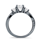 Infinity Round Three Stone Ring Cubic Zirconia 925 Sterling Silver