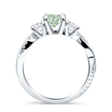 Three Stone Round Natural Green Amethyst Prasiolite Ring 925 Sterling Silver