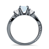 Infinity Round Three Stone Ring Cubic Zirconia 925 Sterling Silver