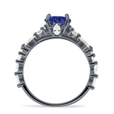 Vintage Style Round Engagement Ring Cubic Zirconia 925 Sterling Silver