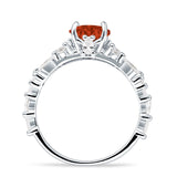 Vintage Style Round Engagement Ring Cubic Zirconia 925 Sterling Silver