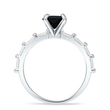 Art Deco Emerald Cut Solitaire Cubic Zirconia Wedding Ring 925 Sterling Silver
