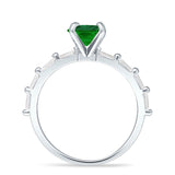 Art Deco Emerald Cut Solitaire Cubic Zirconia Wedding Ring 925 Sterling Silver