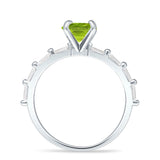 Art Deco Emerald Cut Solitaire Cubic Zirconia Wedding Ring 925 Sterling Silver